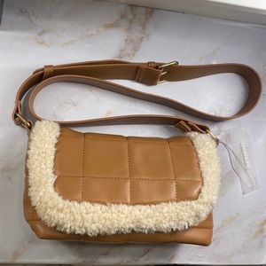 Brown Fur Lined Crossbody Purse